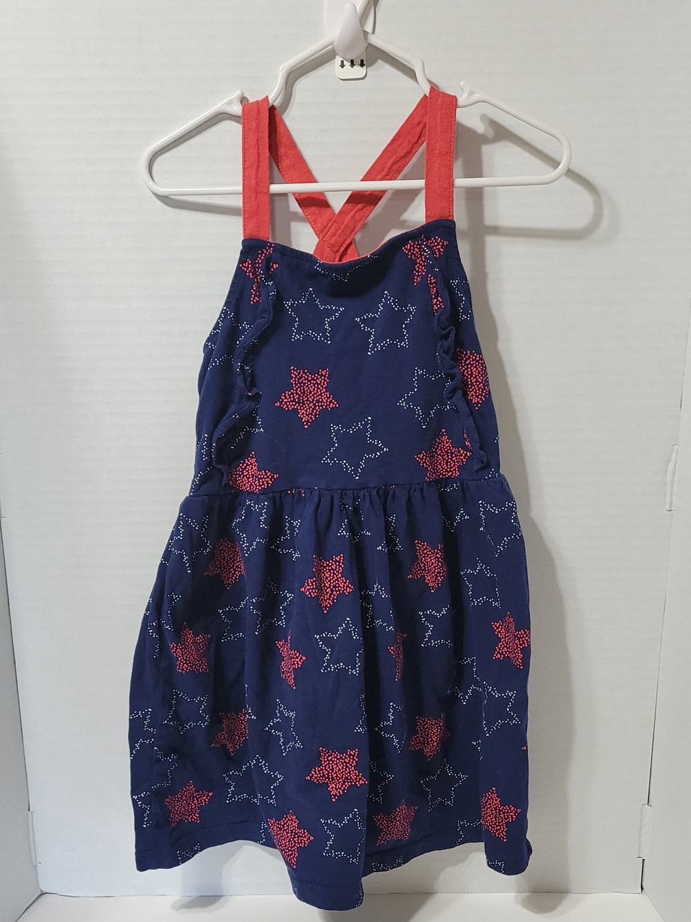 Carter’s Child of Mine Girls Star Print Dress Size 5T Blue Red Patriotic Sundres